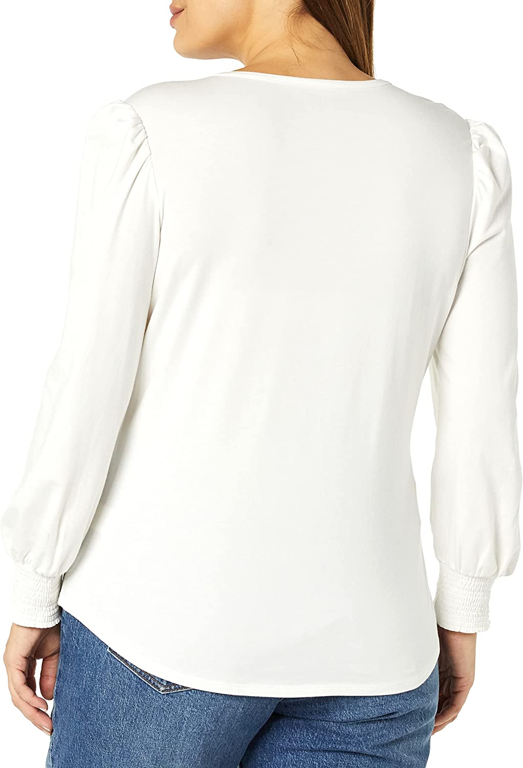 Essentials Women's Long-Sleeve Crewneck Smocked Cuff T-Shirt - Image 4